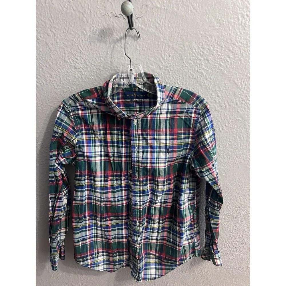 Boys‎ Ralph Lauren  Long Sleeve Button Down Plaid Shirt Size Large 14-16